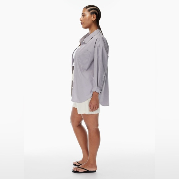 Aritzia wilfred purple slate weekend poplin shirt size xxs xxsmall worn once - Picture 11 of 12